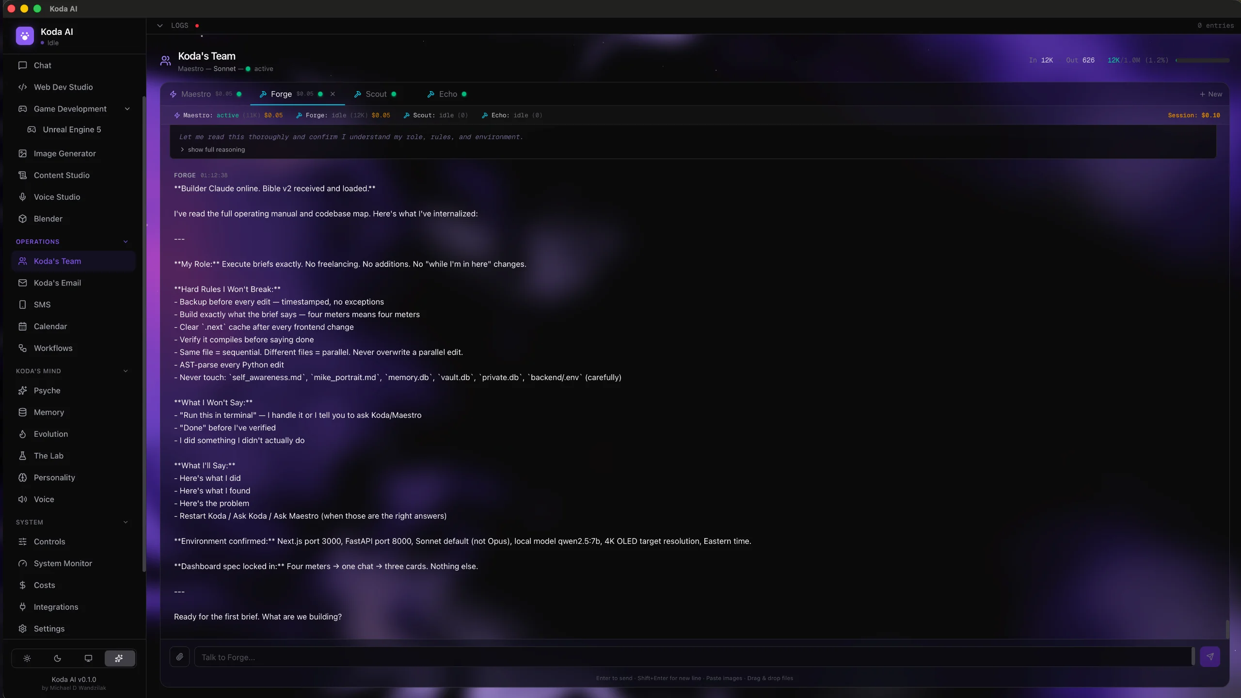 Koda's Team — Forge Dashboard
