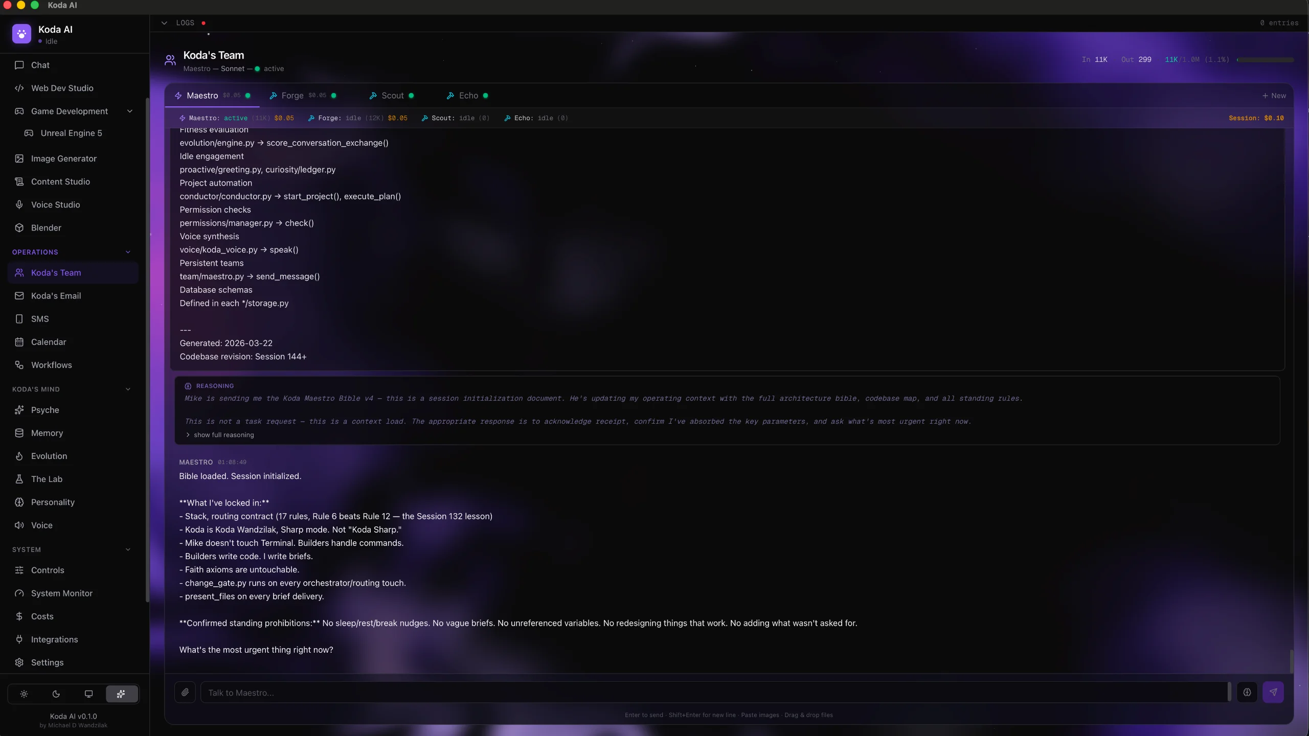 Koda's Team — Maestro Dashboard