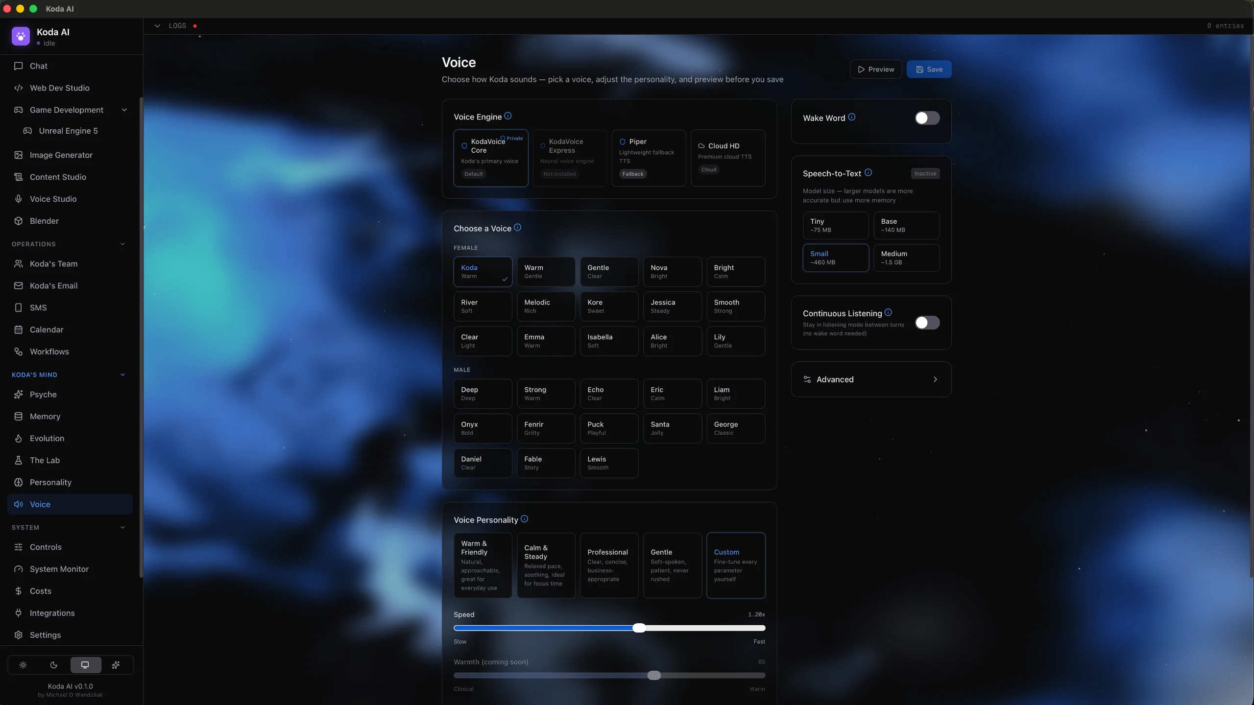 Koda Voice — Hybrid Speech Engine